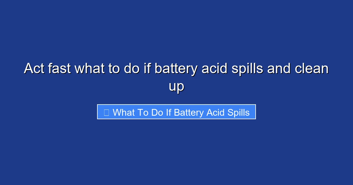 Act fast what to do if battery acid spills and clean up