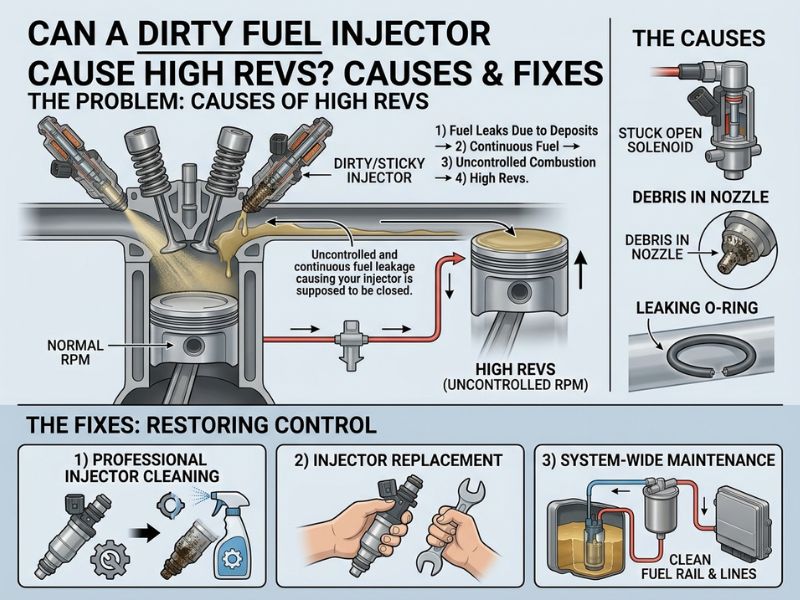 How Can a Dirty Fuel Injector Cause High Revs?
