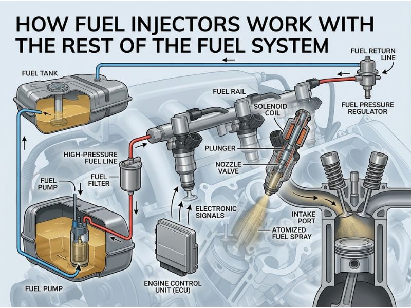 How Fuel Injectors Work With the Rest of the Fuel System